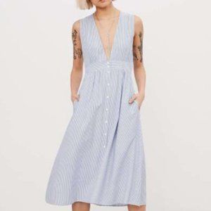 Urban Outfitters Striped Deep V-Neck Dress